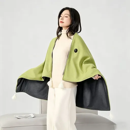 USB Washable Heated Shawl-No Power Bank Included-Green