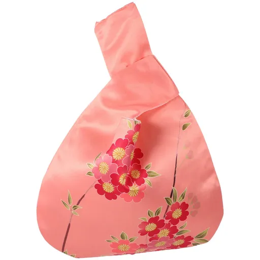 Wrist Bag Vintage Floral Wristlet Handbag Faux Silk Sleeve Knot Pouch Portable Tote Purse for Women Girls