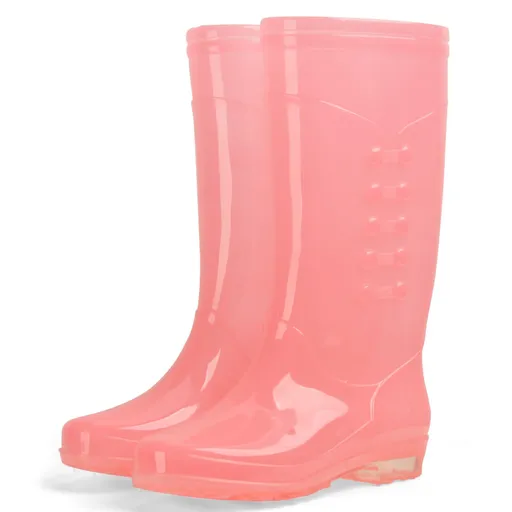 Tall Rain Boots Non Slip Waterproof Rain Shoes PVC Transparent Rain Footwear with Plush Cotton Coverfor Women Adults Pink 39