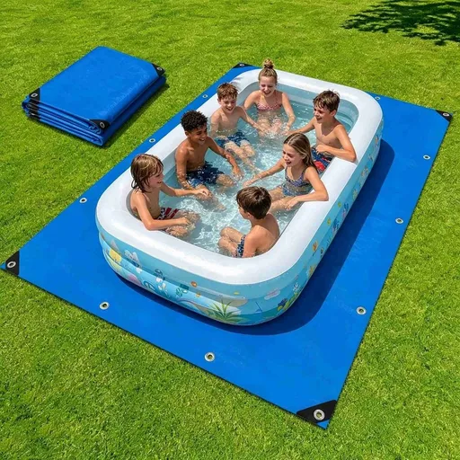 118" x 78.7" Heavy Duty Pool Ground Tarp for Inflatable Tanning Pool, Waterproof & UV Resistant Protective Floor Mat Pool Liner Protector with Grommets for Above Ground Blow Up Pool