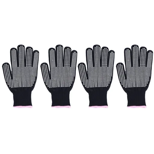 4Pcs Heat Resistant Gloves High Temperature Resistant Anti Scalding Mitts with Silicone BumpsWhite Silicone Pink Edge