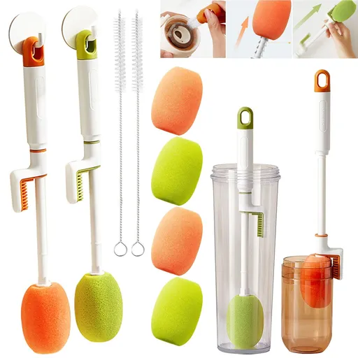 Bottle Cup Cleaning Brush Set,3 in 1 Multipurpose Cleaner Brush Tools-Long Handle Silicone Cleaner Brushes|Thermos Lid Cup Cleaner