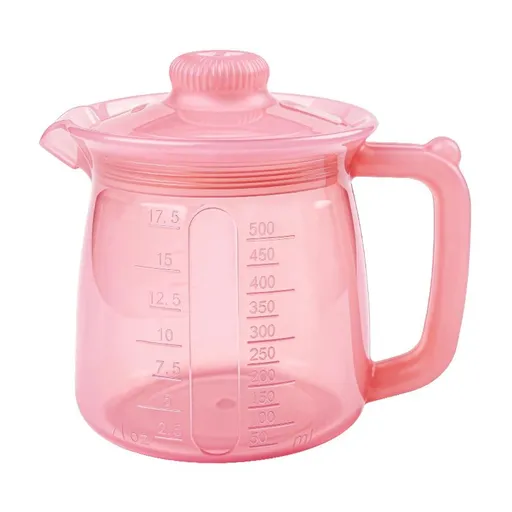Food-Grade Silicone Multi-Purpose Milk Pitcher with Measuring Scale, Microwave & Freezer Safe, Leak-Proof Rotating Lid, Ergonomic Handle for Baby Formula, Coffee, Oil & Liquid Storage in Home Kitchen (Pink)