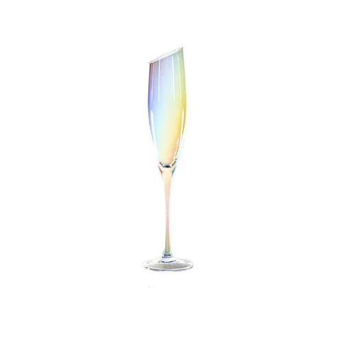 Slanted Champagne Glasses Set of 2, Lead Free Quality Hand Blown Classy Modern Champagne Flutes, Best Gift