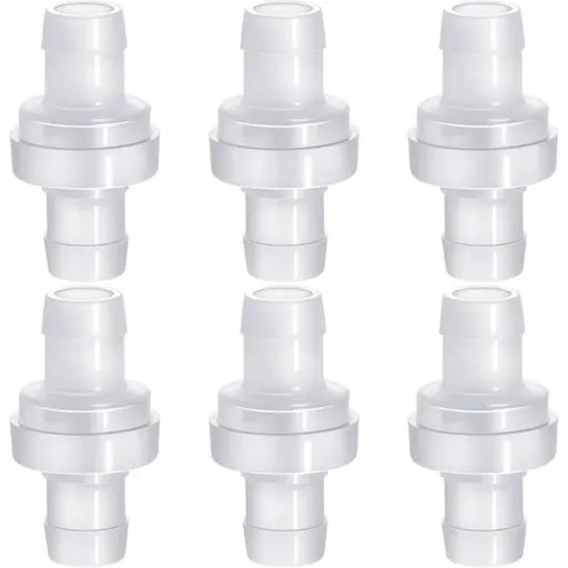 6 Pack One Way Check Valves, 1/2" (12mm) Hose Barb Non Return Ozone Resistance Plastic Valve Pump for Fuel Oil Water Air Gas