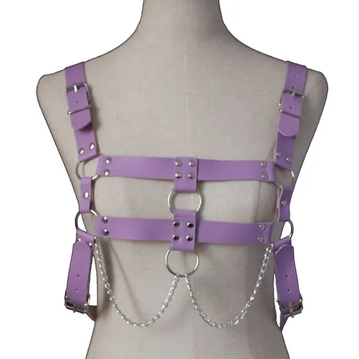 AX Punk PU Cross Strap for Men and Women Light purple