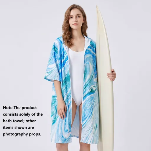 2 pack Quick Dry Microfiber Surf Poncho Towel（Style 3）- Hooded Changing Robe with Zipper - Lightweight Beach Wrap for Swimming Travel