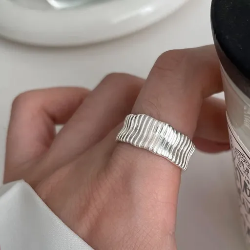 JZ0049 Dainty Stackable | Vintage Silver Thin Stack Ring | Christmas Layering Delicate Gift | Tarnish Free Adjustable Dainty Thin Layered Women's Finger Ring