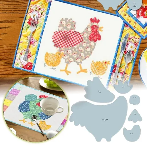 Weekend Chicken Patchwork Quilting Template Set - 8 Inch Acrylic Chicken Shape Sewing Stencil, DIY Quilt Cutting Patterns, Reusable Hand Patchwork Accessories for Crafting and Sewing Projects