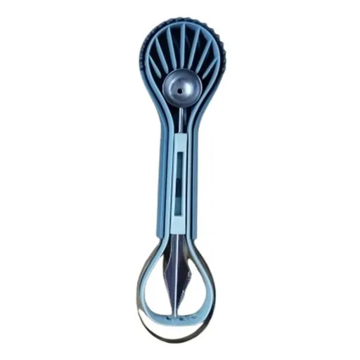 6-in-1 Multi-Fruit Tool 3-Piece Set, Stainless Steel Melon Baller and Carving Scoop for Watermelon and Cantaloupe Platters—Blue