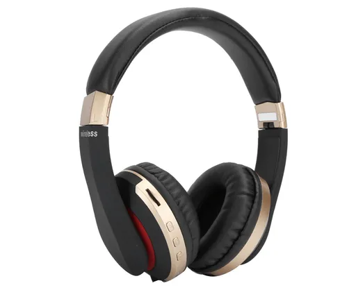 Foldable Bluetooth Headset Wireless Over Ear Stereo Headsets with Mic Gaming HeadphoneGold