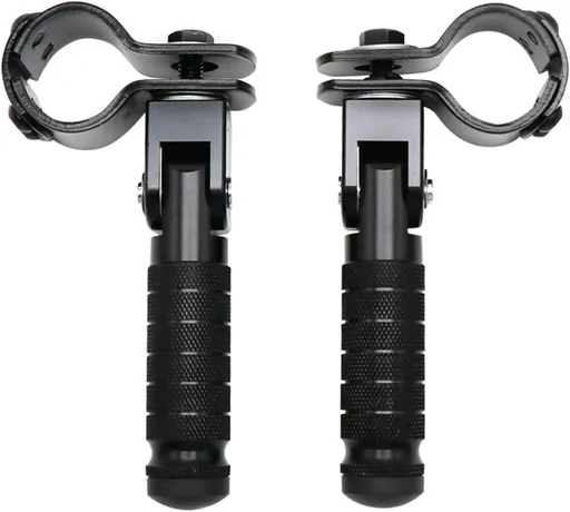 2 Pieces, Folding Motorcycle Footrests, 90 Degree Foldable Rear Pedal Steps with 31-33 mm Clamp, 12.2 x 11 cm, Black