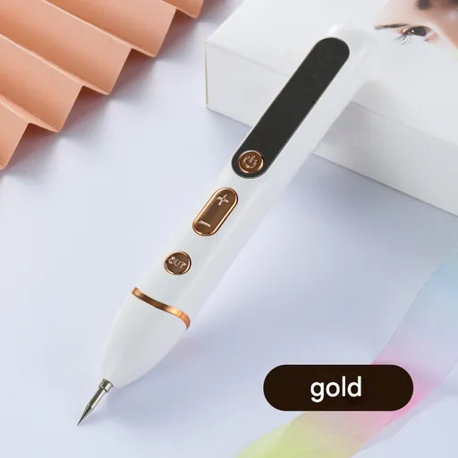 Professional Electric Mole & Dark Spot Remover Pen - Advanced Plasma Ion Technology for Seamless Skin Tag & Freckle Removal (Gold)