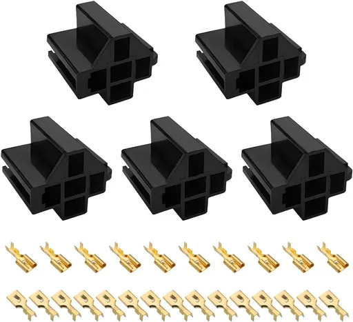 5 PCS Pin Relay Connectors, 12V Socket 30Amp/40Amp Connector with 6.3mm Terminals, Automotive Terminal Relays Case Holder for Cars Trucks SUVs, Car Accessories