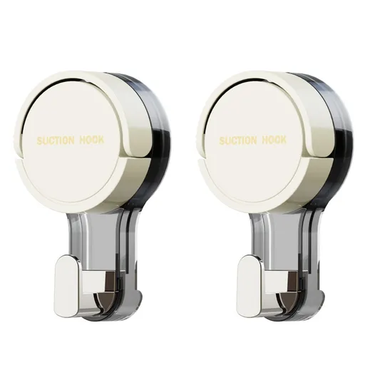 2-Piece Vacuum Suction Cup Hook, No-Drill, Removable, Mark-Free Hook for Bathroom and Kitchen Walls—White