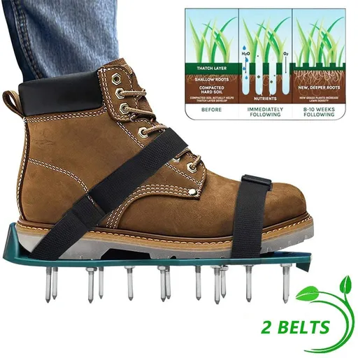 Lawn Aerator Shoes with Hook & Loop Straps for Effectively Aerating Lawn Soil, Fits All Free-Installation Heavy Duty Spiked Sandals Shoes for Easy