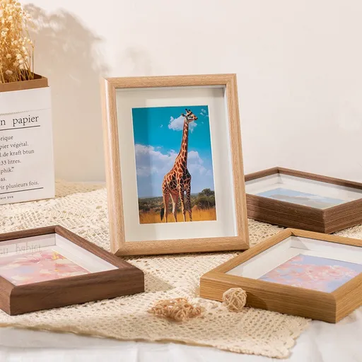 1 Piece Wooden Photo Frame with Freestanding Display Stand for 6 Inch Photos, Wall or Tabletop Home Decor, White