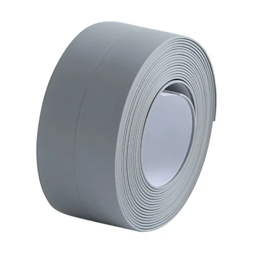 1 Roll PE Self Adhesive Caulk Tape, Mildew Resistant Waterproof Sealing Strip for Baths, Showers, Toilets, Kitchen Benches and Tiles, Grey