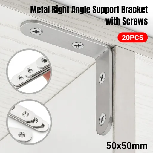 20PCS Stainless Steel Right Angle Support Bracket Sturdy for Furniture Repair