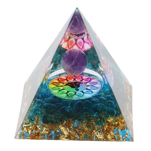 Crystal Pyramid Handmade Positive Energy Healing Decor for Meditation Large Amethyst