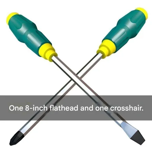 2-piece Green One 8-inch Phillips screwdriver and one 8-inch flathead screwdriver Impact-Resistant Magnetic Screwdriver with Through-Tang Shaft — Chrome Vanadium Steel Bit, Ergonomic Non-Slip Handle — Ideal for Automotive Repair, Machinery Maintenan