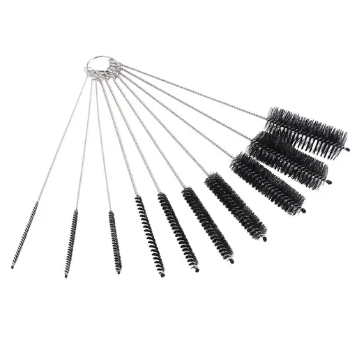10 Pieces Nylon Cleaning Bottle Brush Pipe Cleaning Brushes Tube Brushes Tube Bottle Straw Washing Cleaner Bristle Kit Tool Black