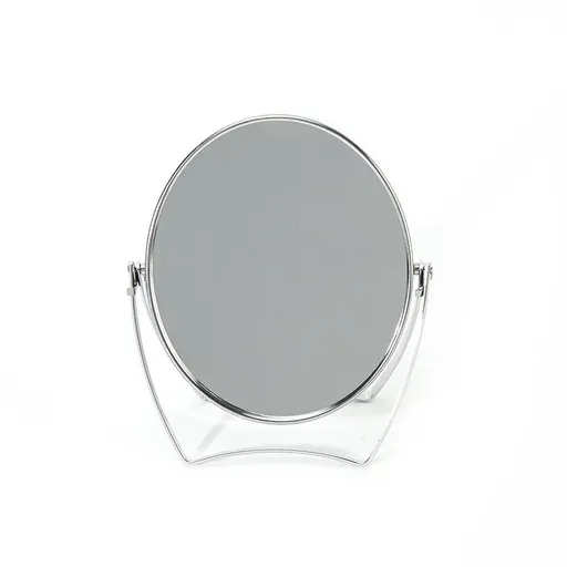 Two-Sided Portable Transparent & Round Makeup /6.5-in with Handle Can be hung on the wall (Silver, 6.5inch)