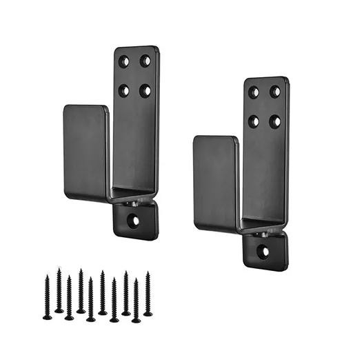 Door Barricade Brackets, 2 Pack Drop Open Bar Holder for Home Security, 2x4 Bar Brackets Prevent Unauthorized Entry, Carbon Steel,Black