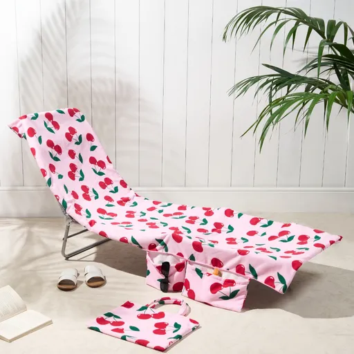 2-in-1 Microfiber Sun Lounger Towel & Portable Tote Bag - Sand-Free & Quick Dry Beach Chair Cover with Side Pockets (ST004 / 75x211cm)