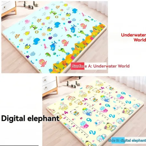 double-sided cartoon mat, folding mat, 2cm living room mat, game mat, odor-free mat, children play mat, foam mat, floor mat Australia - Underwater World - Size 160-180cm