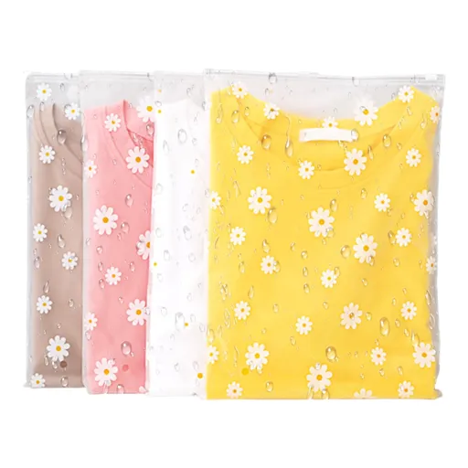Reusable Bags 25Pcs Luggage Organiser Bags 15.75x11.81 in Clear Daisy Patterns Travel Compression Pouches