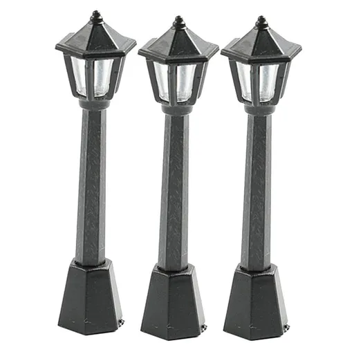 3pcs Mini Street Light Models Miniature Street Lamp Models Decorative Pathway Lantern Post for Miniature Doll House Micro