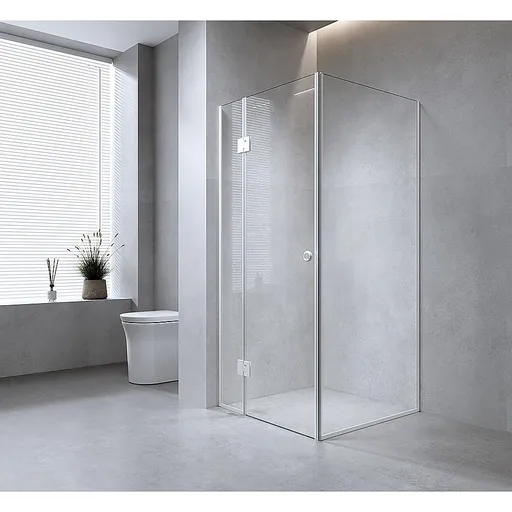 110x110cm Corner Frameless Shower Screen – Gold Wall Channel and Floor Channel with SS Hinges for Modern Bathroom Style