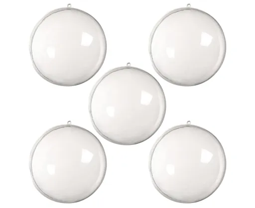 5Pcs Xmas Ball Transparent Fillable Shatterproof-9cm