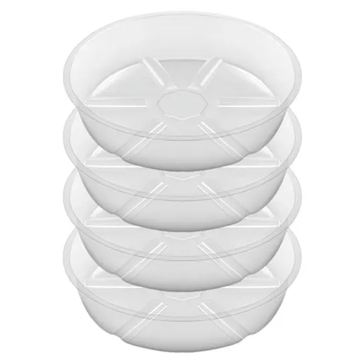 4Pack Clear Saucer 8Inch Saucers Thicker Tray Flower Pot for Indoor Outdoor Garden
