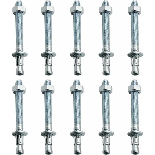 Anchor Plugs, 10 pcs M10/10Mm Galvanized Heavy Duty Anchors, Galvanized Metal Anchors, For Balustrades, Curtain Walls,