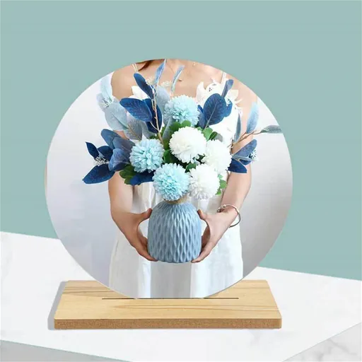 Aesthetic Room Decor Desk Mirror,Irregular Acrylic Mirrors with Wooden Stand for Living Room,Office,Locker(Acrylic Round Mirror)
