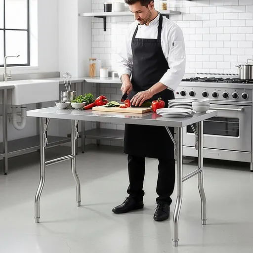 Stainless Steel Kitchen Bench Folding Commercial Prep Work Table 122x61cm