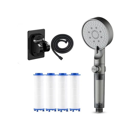 Hydro Boost High Pressure 5-Mode Filtered Shower Head, Filtered Shower Head with Handheld, Pressurized Shower Head With Hose Set, Built-In Filtration System, Suitable for Bathroom Multicolor