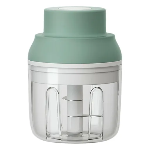 Electric Garlic Chopper USB Charging Cordless 3 Blades Garlic Masher Machine for Seasonings Meat Food Supplement Green
