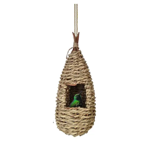 Humming Bird Houses for Outside Hanging Natural Grass Hanging Bird Hut Hand Woven Hummingbird Nest