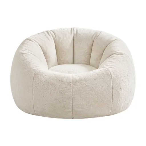 Artiss Bean Bag Chair Cover (No Filler) Soft Faux Fur Beanbag Cover Large Round Stuffed Animal Storage Bean Bag Cover Washable Lazy Sofa Cover for Adults Kids Teens, Beige
