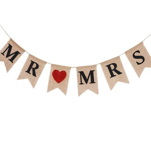 Burlap Banner Hanging Flags for Party Wedding Bridal Proposal Decoration