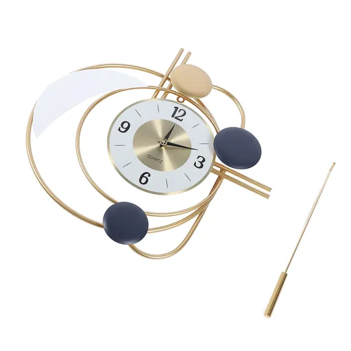Wall Clock for Living Room Decor with Swinging Gold Pendulum Easy Reading Stainless Steel Alloy Modern Decorative Wall Clock