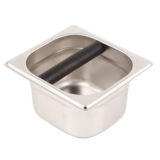 Stainless Steel Espresso Knock Box Container with Rubber Bar for Coffee Machine S