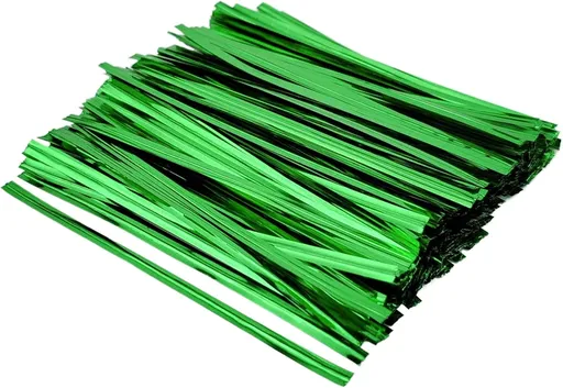400 Pcs Metallic Twist Ties 4-Inch, Foil Twist Ties for Bread Bags, Candy Bags, Gift Bags, Snack Bags, and Party Favor Wrapping (Green)
