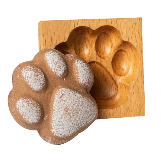 Wooden Cookie Molds, Carved Wooden Biscuit Mold Baking Cookie Mold Wooden Kitchen Cookie Cutter Embossing Press (Cat Paw)