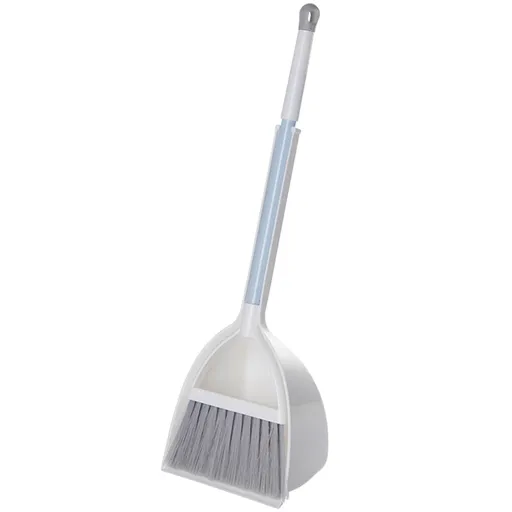 Cleaning Brush , Small and Dustpan Set Broomstick and Dust Pan Combo for Home Kitchen Room Kids Housework Cleaning Craft (White) As shown