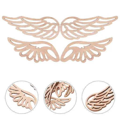 60Pcs Unfinished Wood Angel Wing Ornaments Natural Beige Wooden Cutouts for Christmas and Wedding Decor