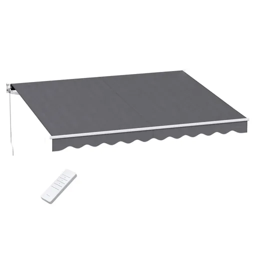 Instahut Retractable Folding Arm Awning Motorised Sunshade 3.5M X 3M Grey
